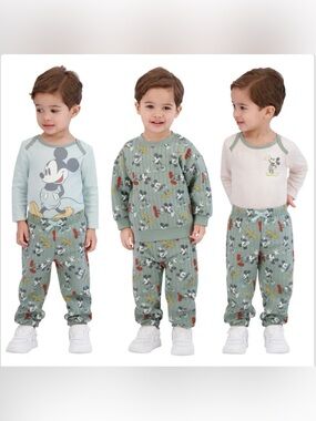 Disney Mickey Mouse Green and Cream Kids Joggers Set - 3 Styles